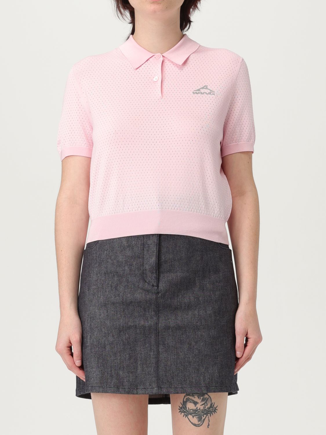 Alexander Wang Omens Short-sleeve Mesh-knit Polo T-shirt Light Pink Xs In Pink