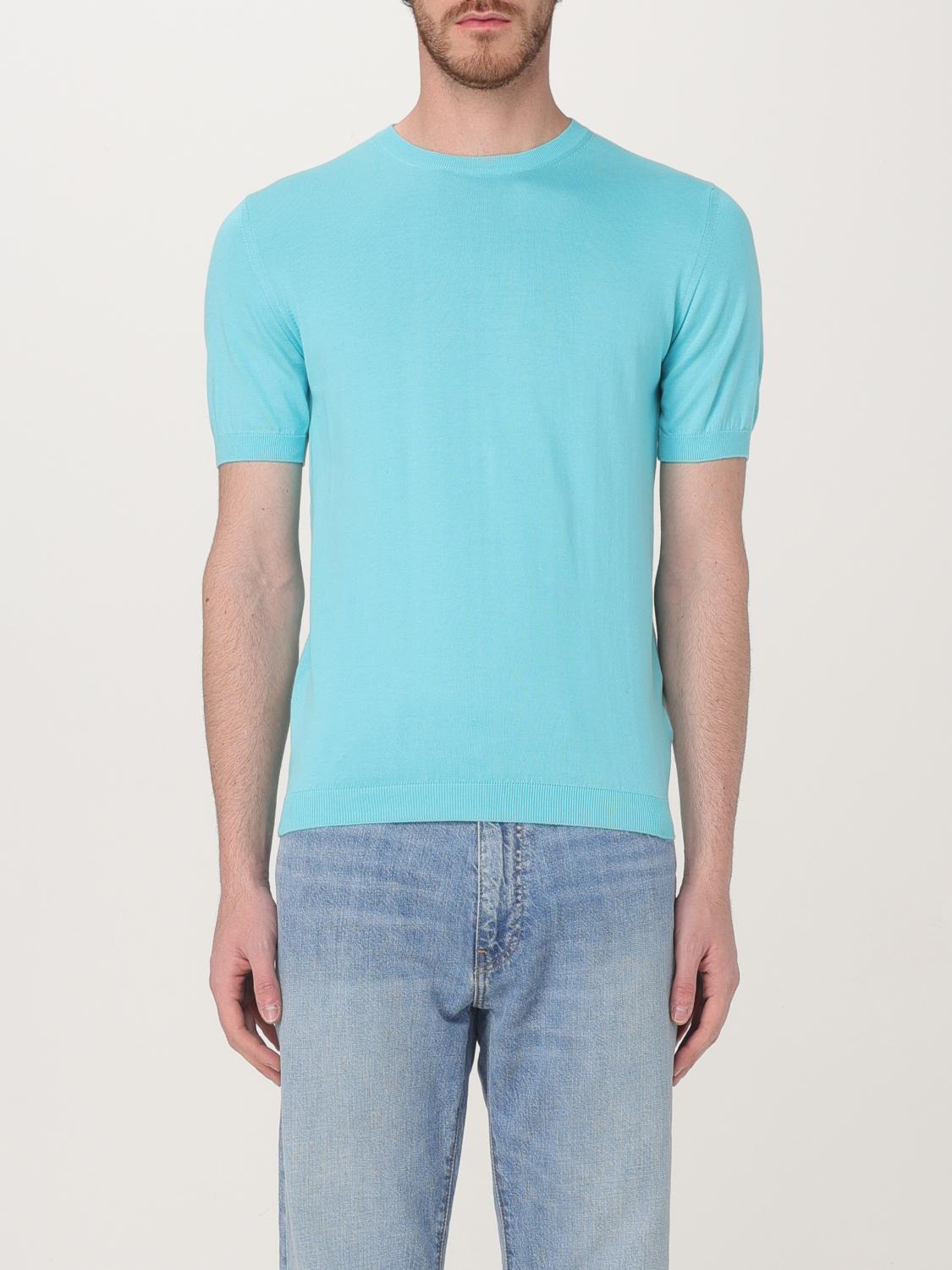 Moorer Jude Knit T-shirt In Turquoise
