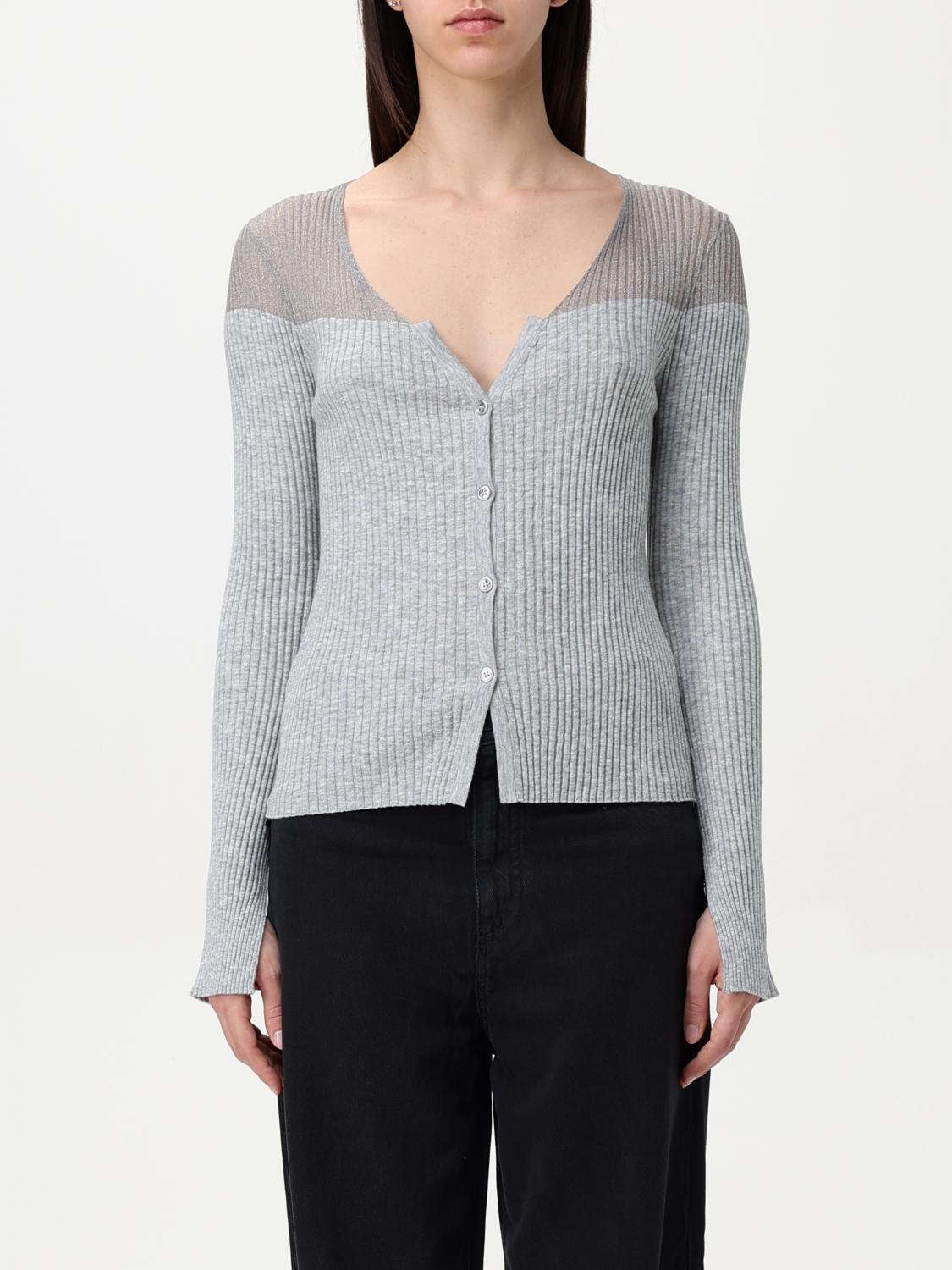 Pinko Long-sleeved Knitted Cardigan In Grau