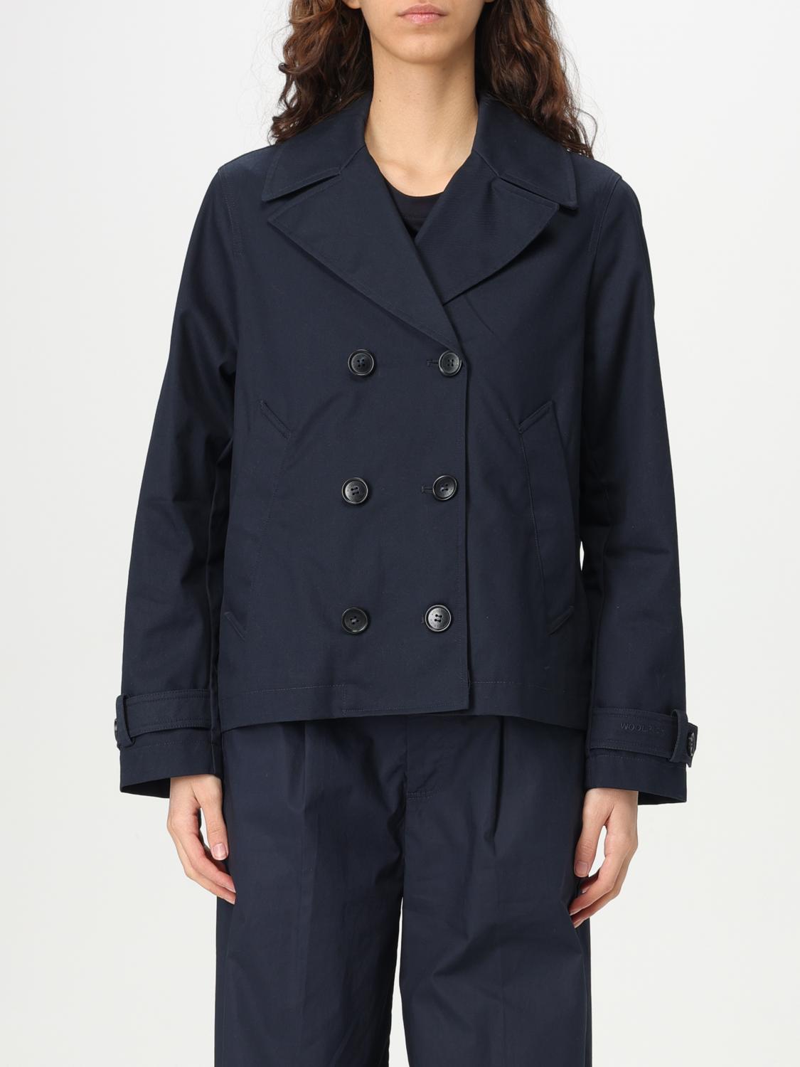Woolrich Double-breasted Jacket In Blue | ModeSens