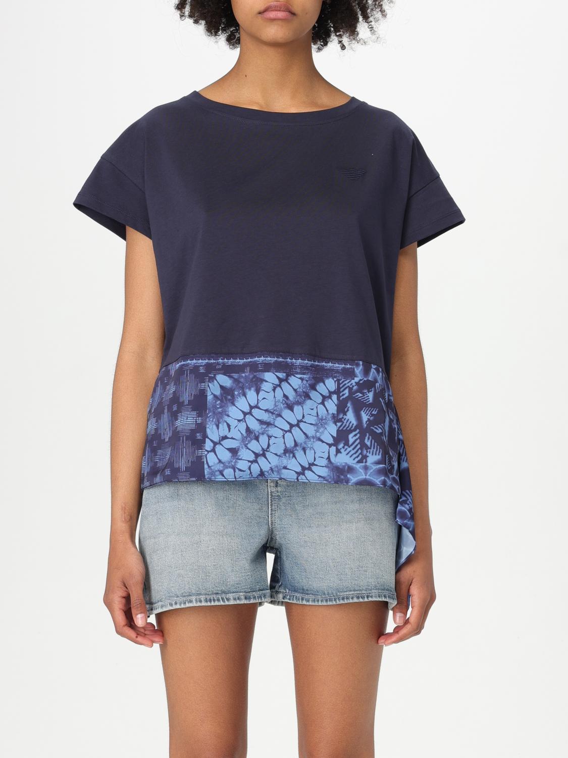 Shop Emporio Armani T-shirt  Woman Color Blue