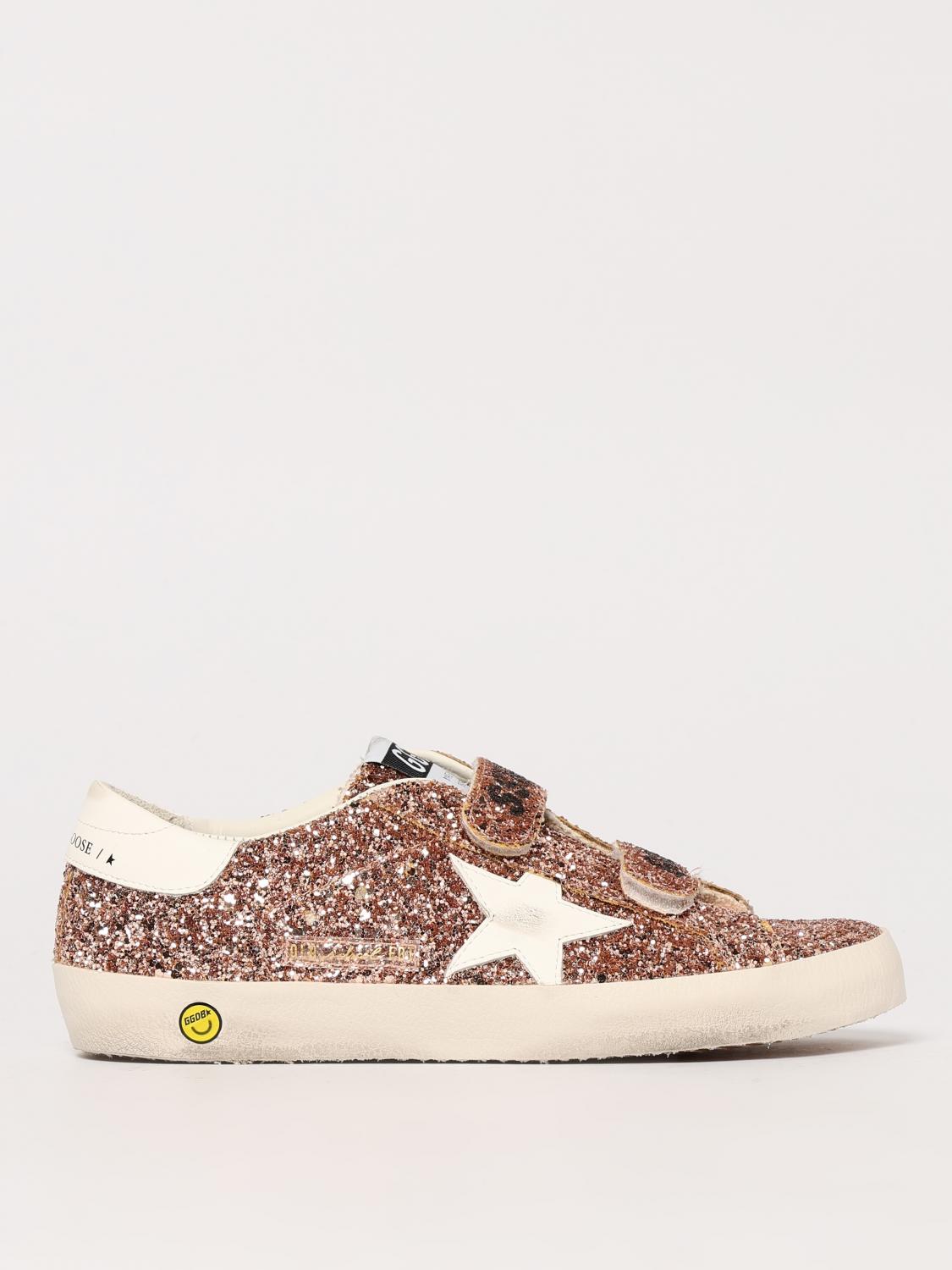 Golden Goose Old School Glitter Leather Sneakers In Pink