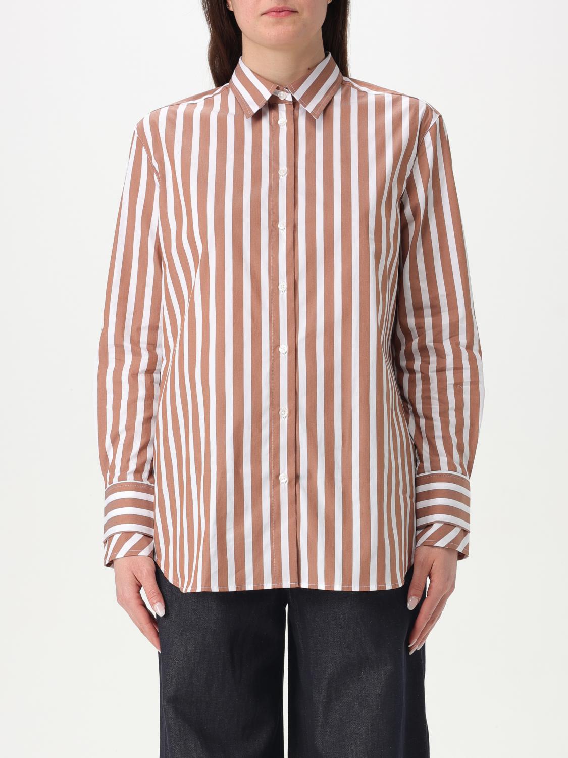Fay Brown Striped Shirt With Button-down Front In Brown