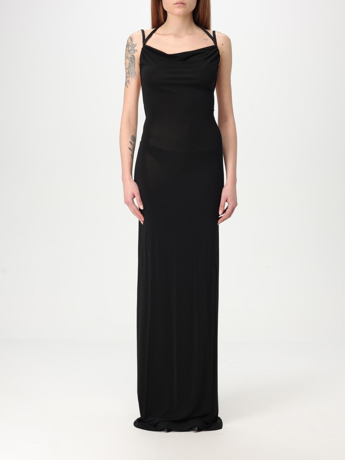Marine Serre Women Long Dress With Neckline On The Back In Schwarz