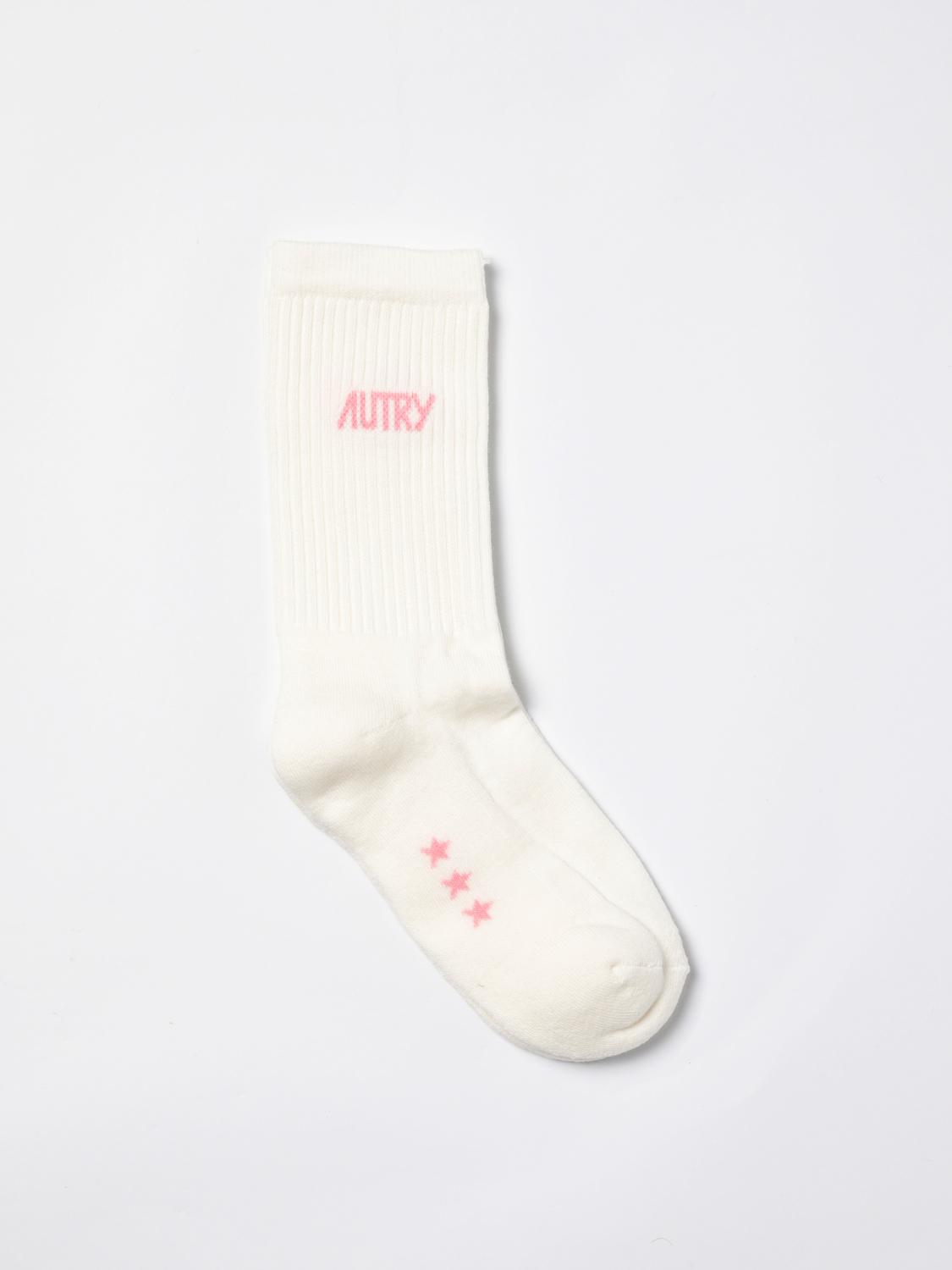 Autry Logo Cotton Blend Socks In Cream