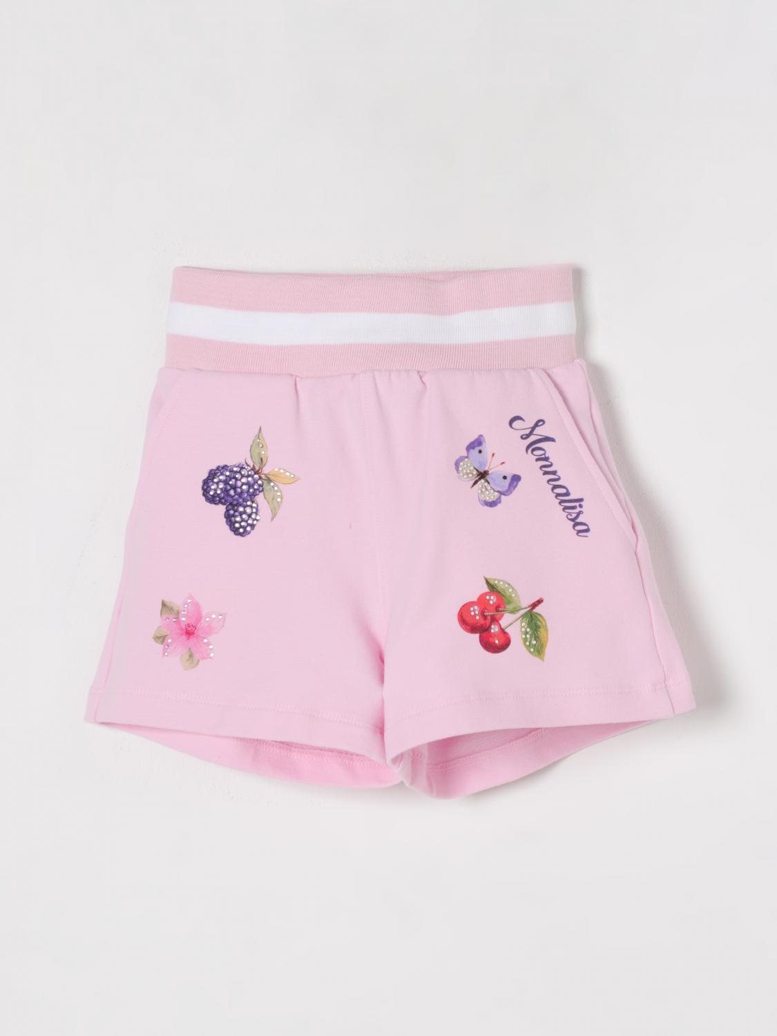 Monnalisa Printed Cotton-blend Shorts In Pink