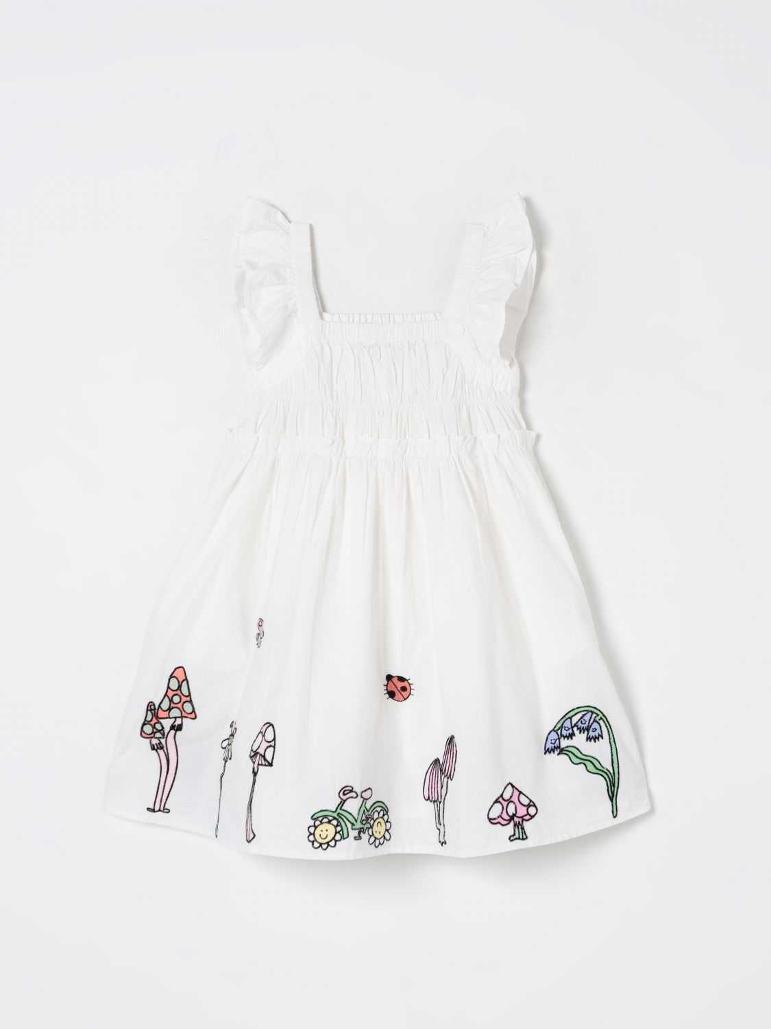 Stella Mccartney Embroidered Cotton Dress In White