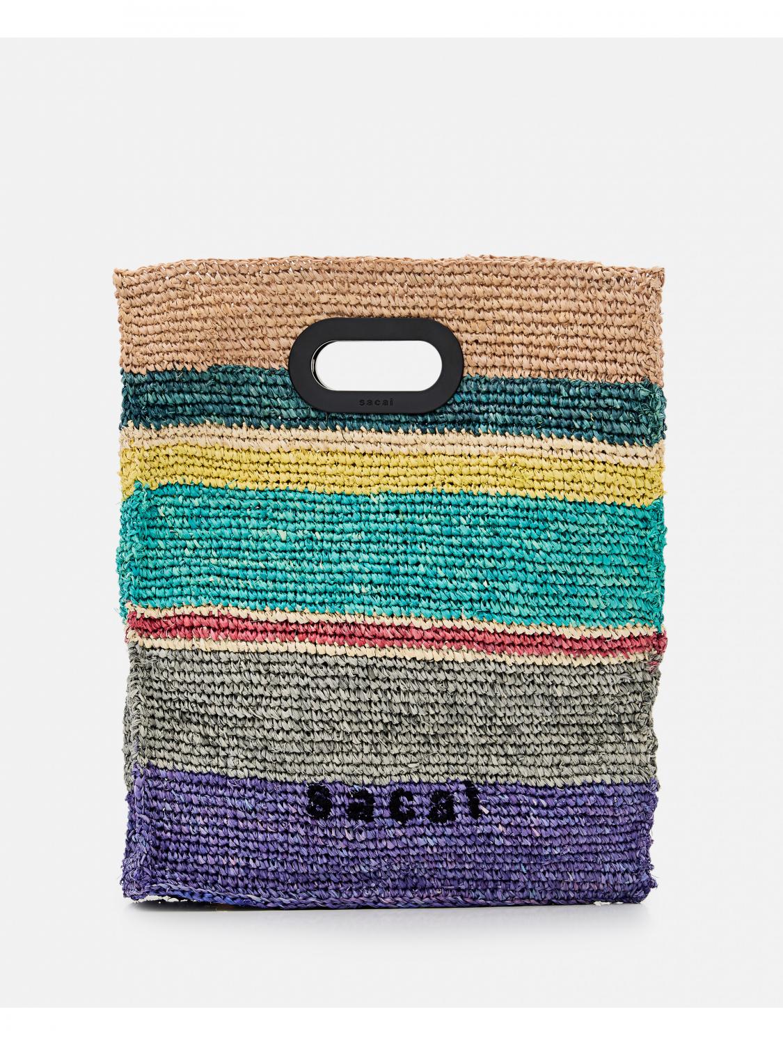 Sacai Multicolor Raffia New Shopper Medium Bag In Multicolor