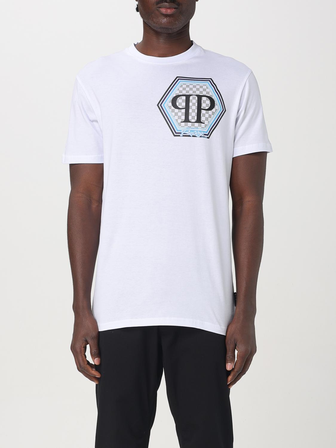 Philipp Plein Short Sleeve T-shirt With Printed Logo In Weiss