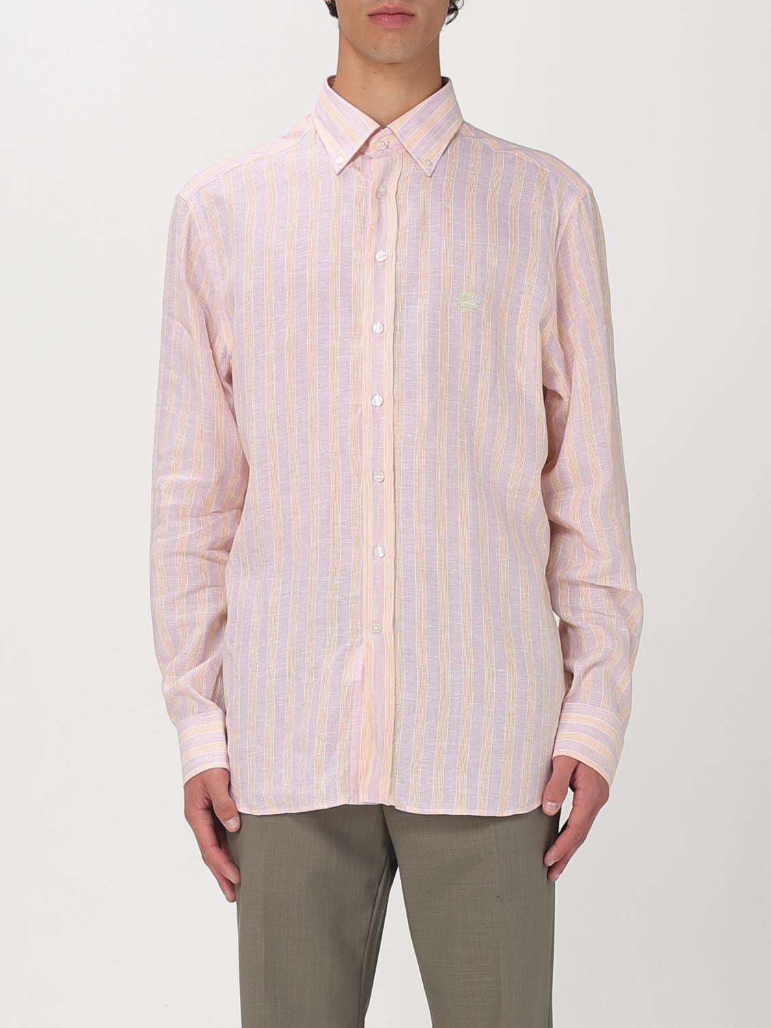 Etro Camicia Collo Francese Stretch Shirt In Orange