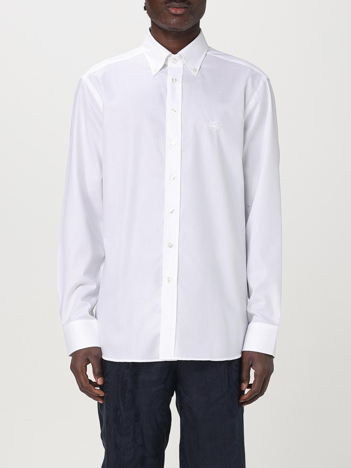Etro Men's Cotton Button-down Shirt In Weiss