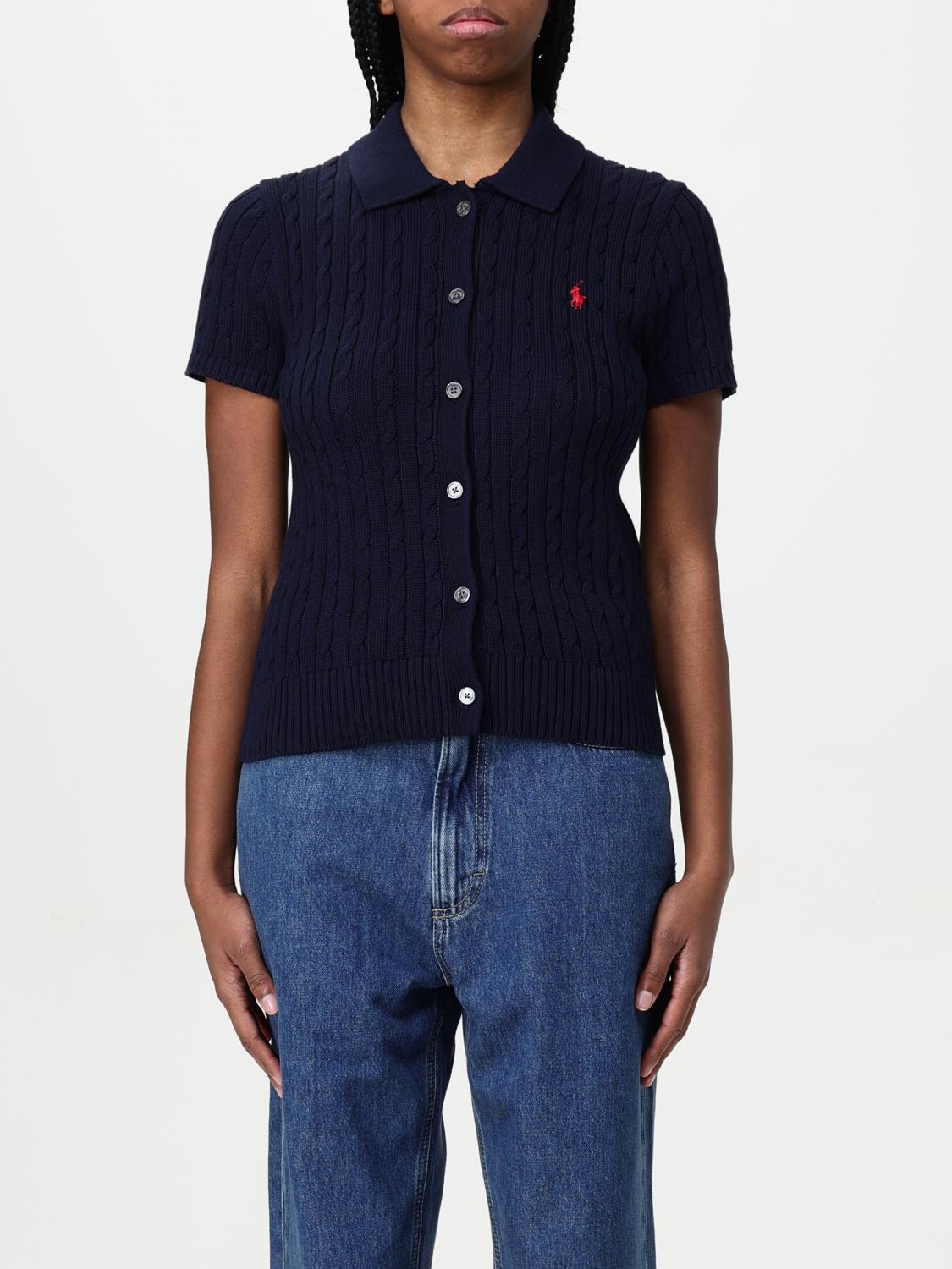 Polo Ralph Lauren Textured Cable Knit Short Sleeve Cardigan In Blue