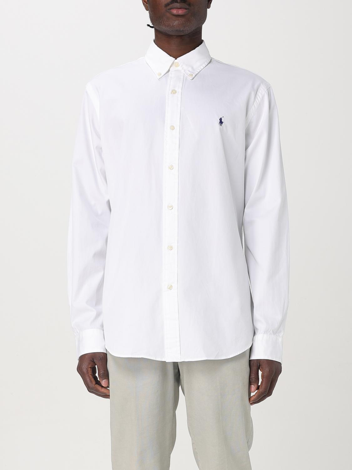 Polo Ralph Lauren Embroidered-logo Cotton Shirt In White