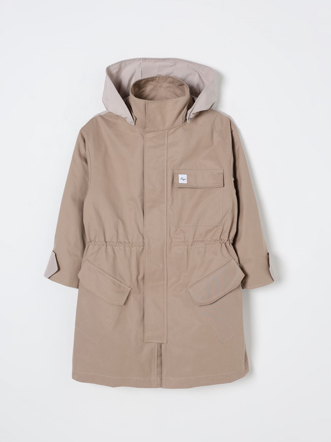 Shop Msgm Coat Kids Kids Color Beige