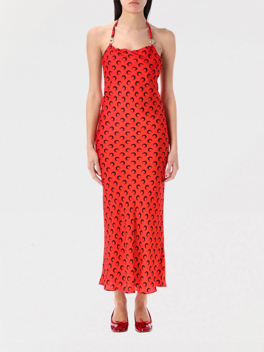 Marine Serre Moon-print Maxi Dress In Rot