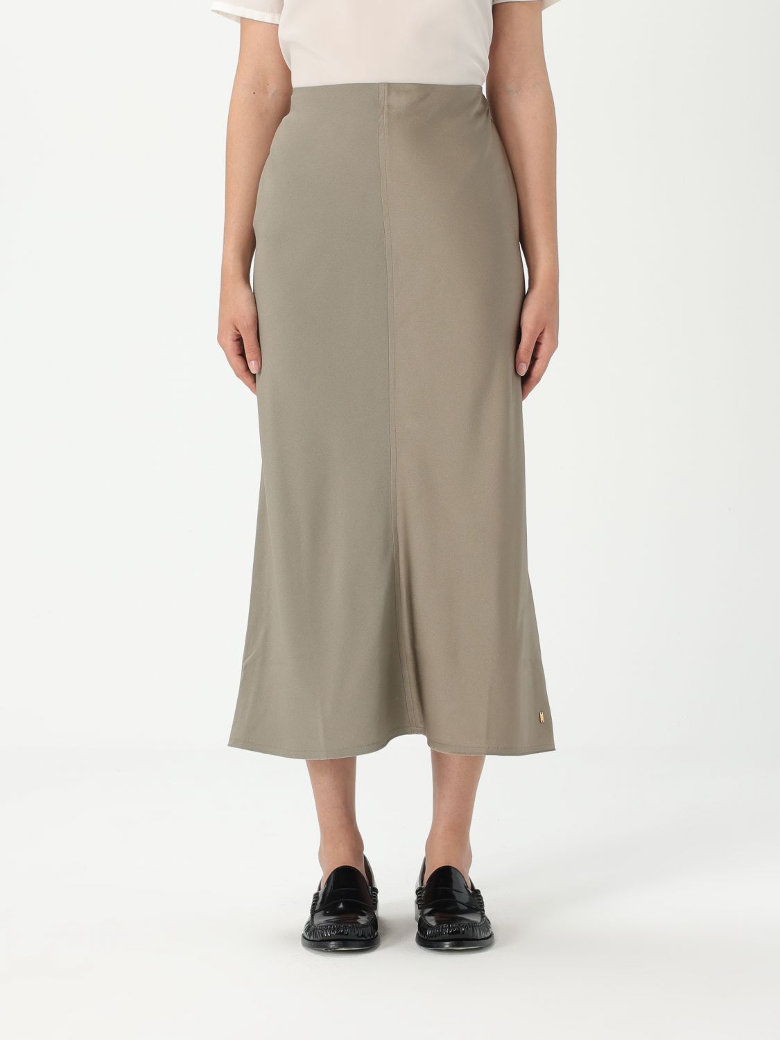 Ami Alexandre Mattiussi Ami Straight Skirt With Subtle Back Slit In Beige