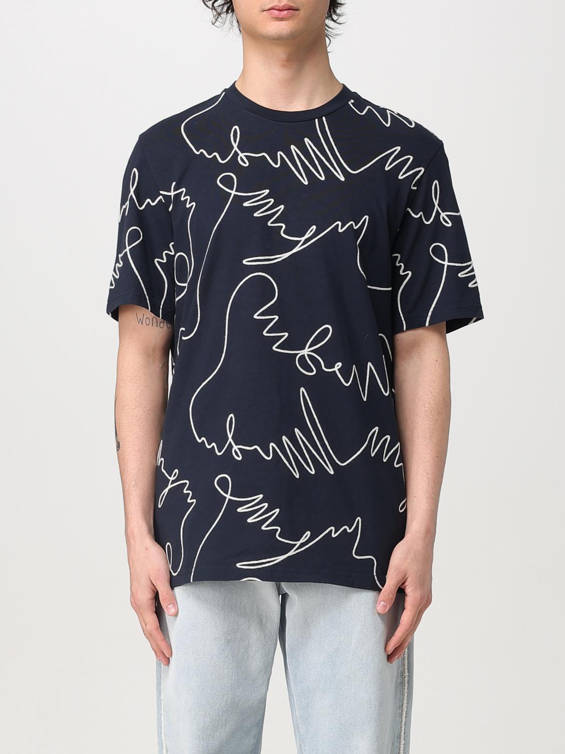 Msgm Printed Round Neck T-shirt In Blue
