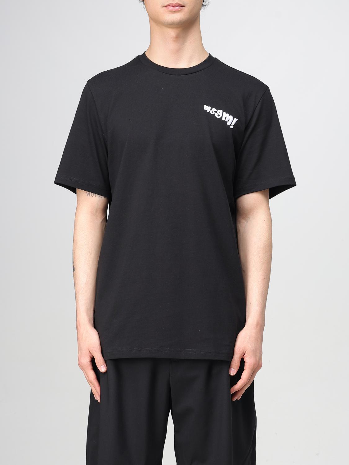 Msgm Slogan-print Cotton T-shirt In Black