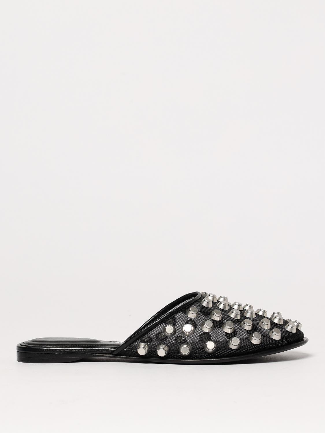 Alexander Wang Rhodes Stud-embellished Mesh Ballet Flats In Black