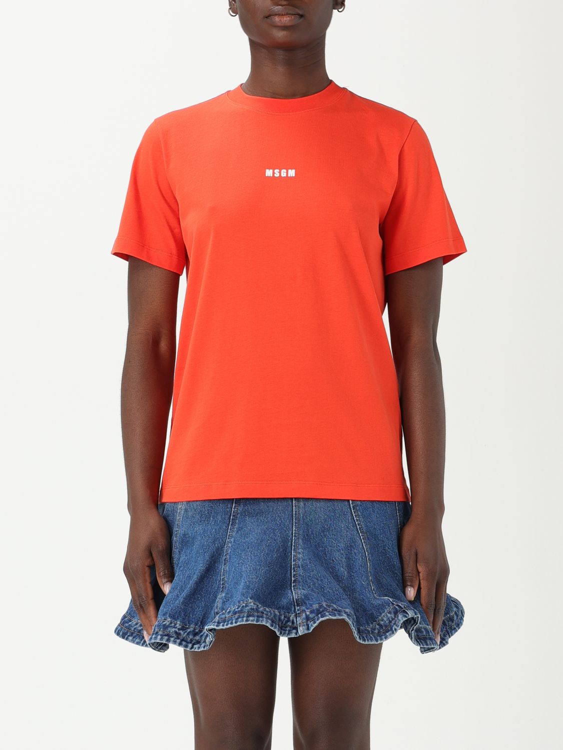 Msgm Woman T-shirt Orange Size Xl Cotton