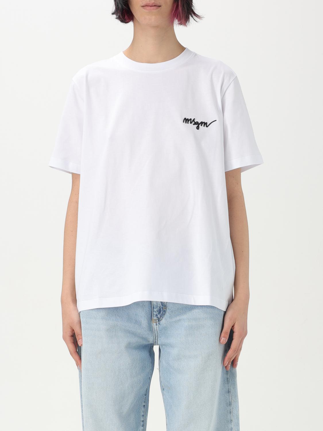 Msgm Timeless Crew Neck Short Sleeve T-shirt In White