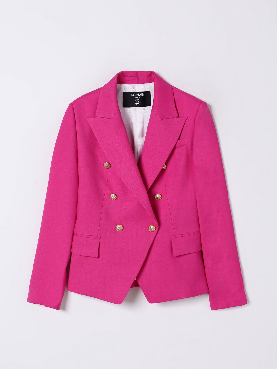 Shop Balmain Blazer Kids Color Raspberry In ラズベリー