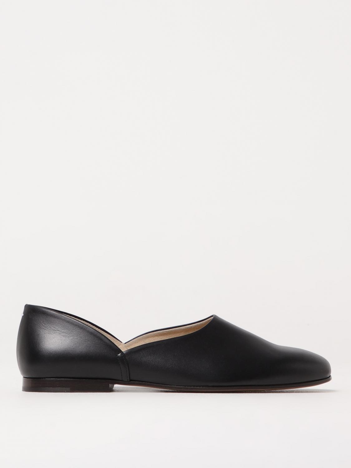 Maison Margiela Leather Grecian Slider Slippers Round Toe In Black
