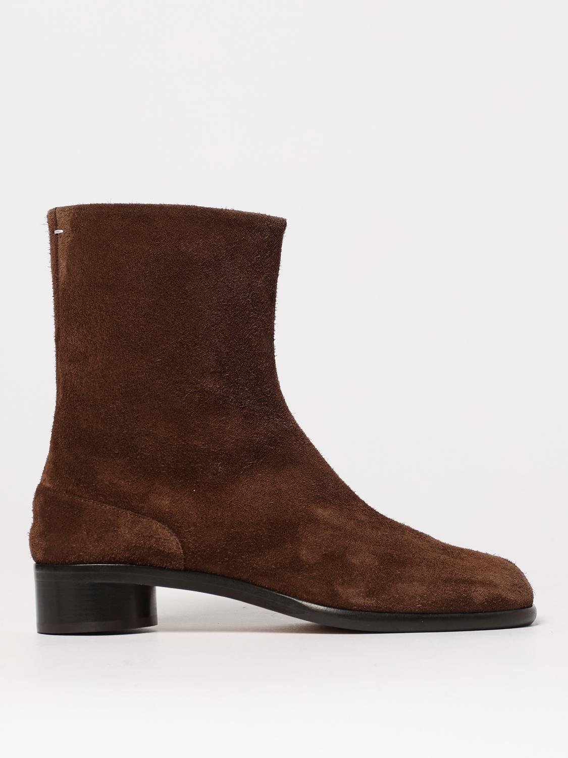 Maison Margiela Leather Tabi Ankle Boots 30 In Brown