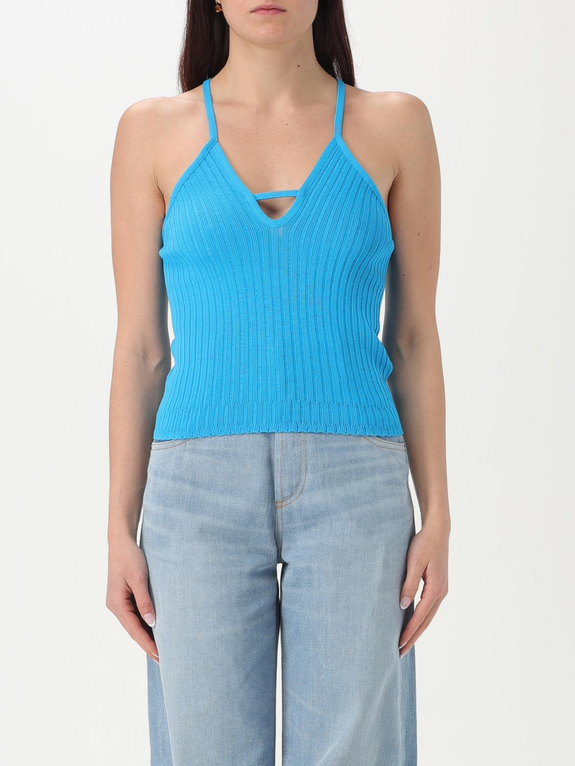 Shop Iceberg Top Woman Color Turquoise