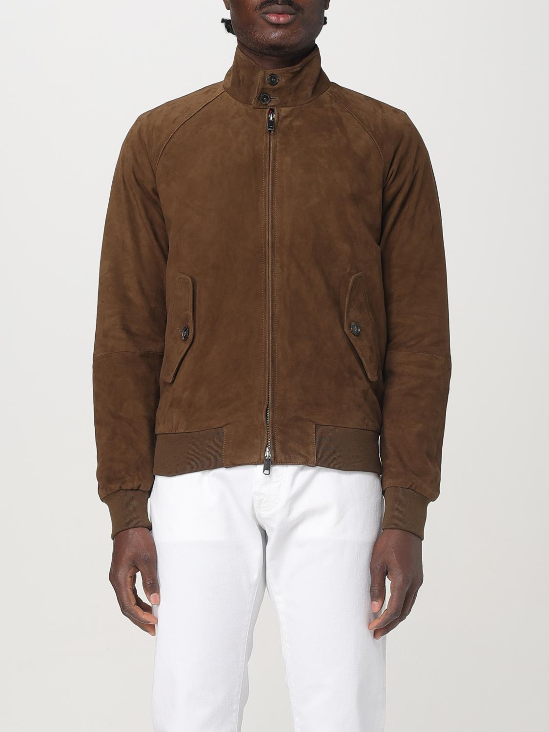 Baracuta Brown Leather Outerwear Jacket In Green