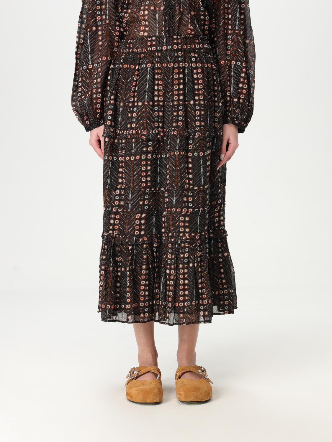 Isabel Marant Étoile Marant Etoile Women Diya Biologic Cotton Skirt With All-over Print In Black