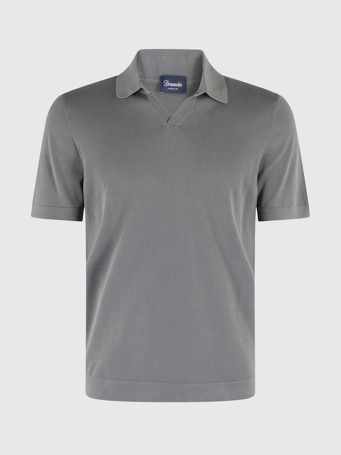 Drumohr Polo Skipper In Frosted Grey Cotton Knit In Gray