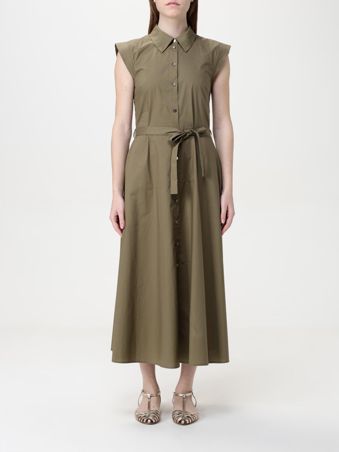 Liu •jo Sleeveless Dress With Belted Waist And Cap Sleeves In Grün