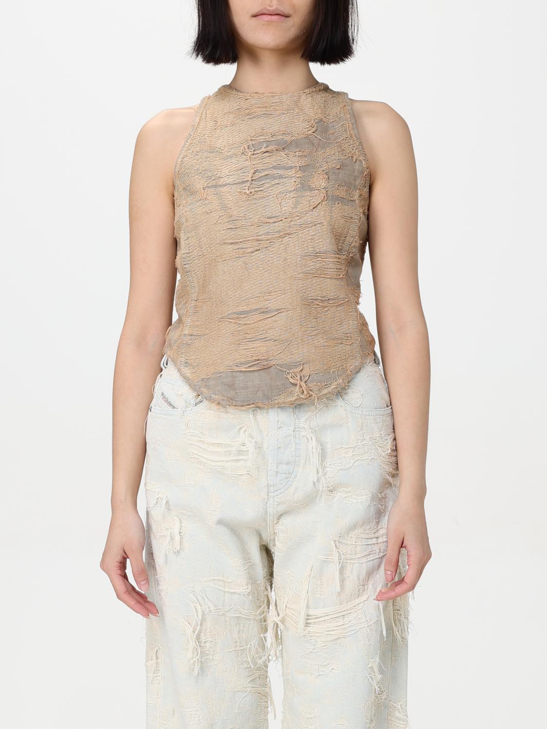 Diesel De Astro Fsg Cotton Top Destroyed Effect In Beige