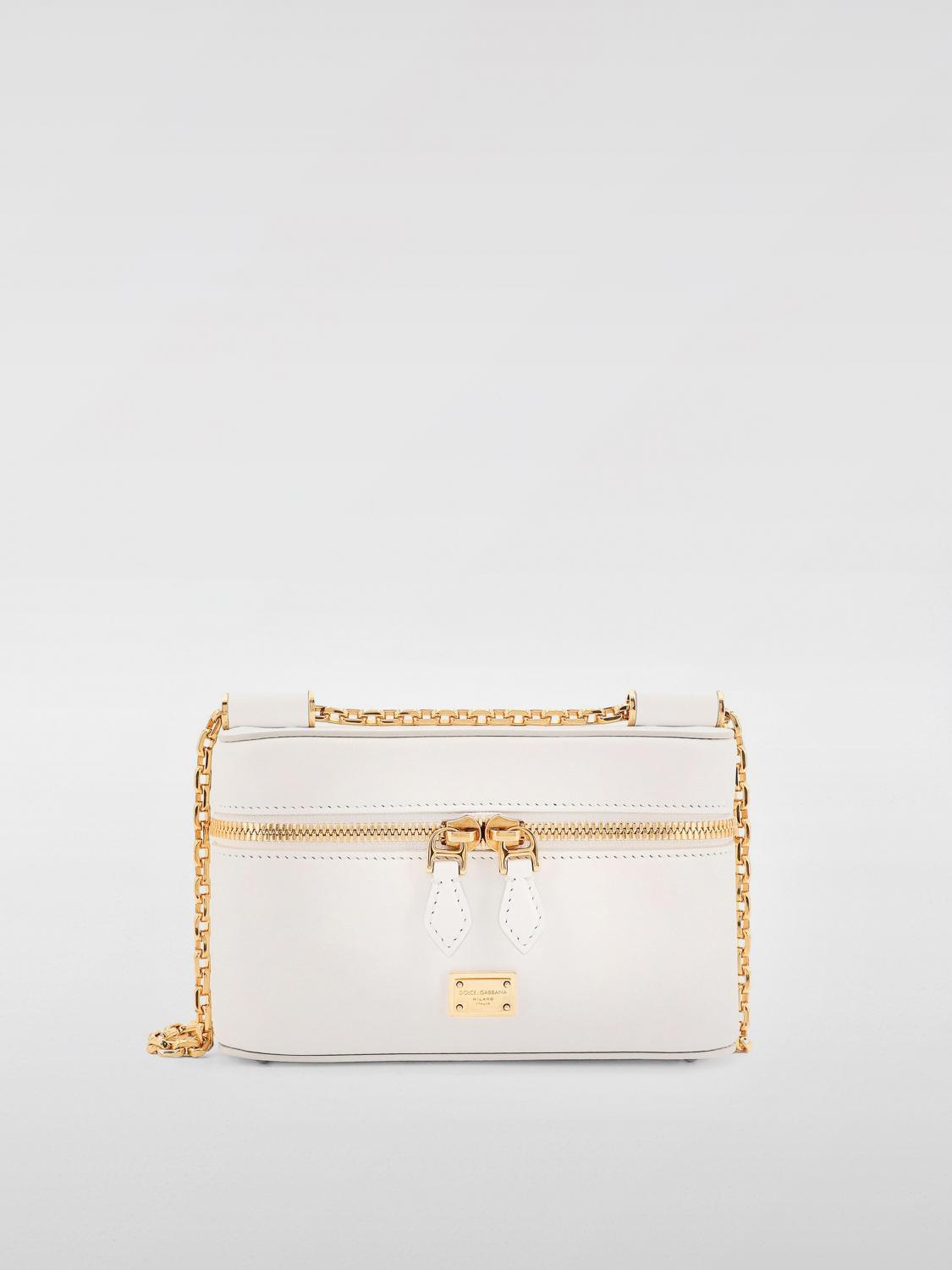 Dolce & Gabbana Sicily Leather Shoulder Bag With Metal Logo Tag In Weiss