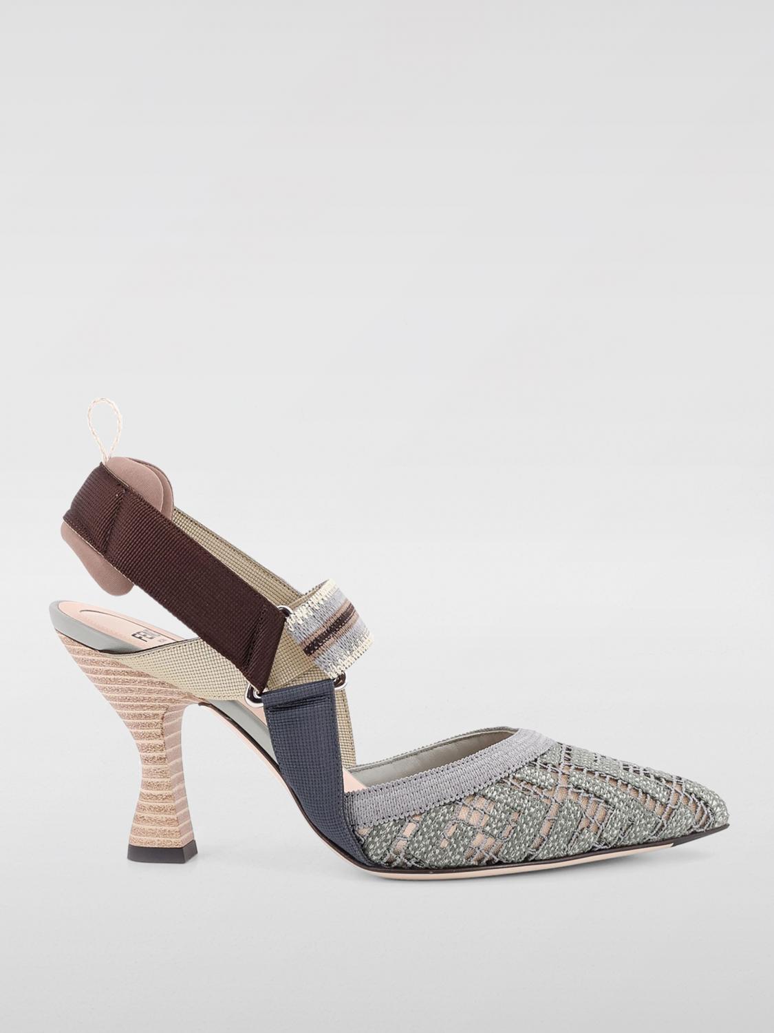 Fendi Colibri 85 Slingback Pumps In Gray
