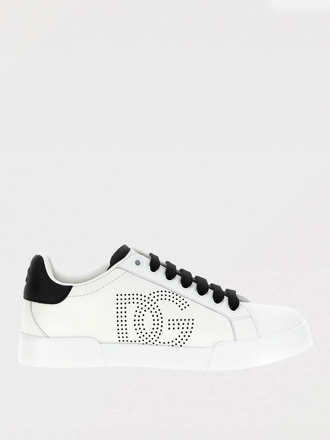 Dolce & Gabbana 'portofino Light' White Sneakers With Perforated Logo On The Side And Logo Patch On The Tongue In Weiss 2