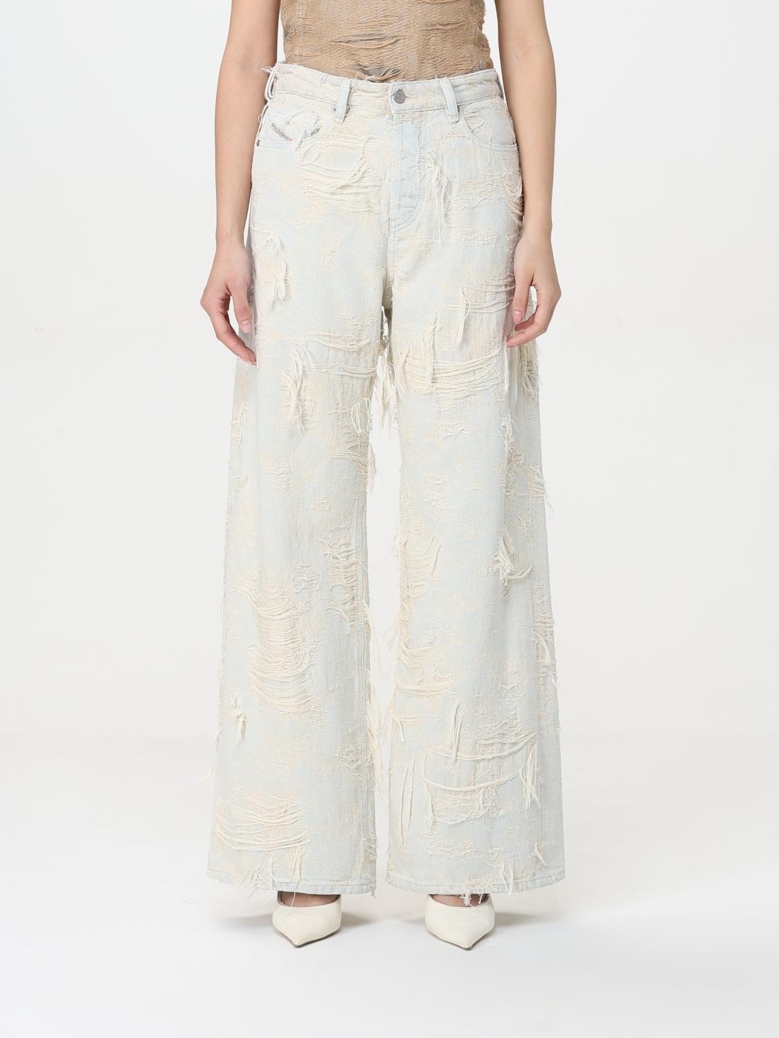 Diesel 1996 D-sire Fsg Wide-leg Distressed Trousers In Neutral