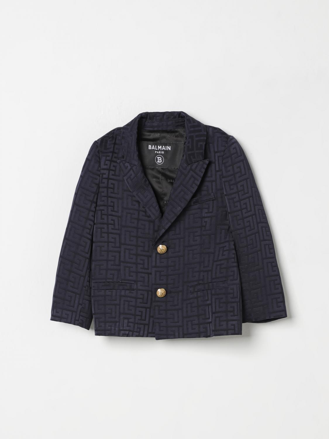 Balmain Patterned-jacquard Blazer In Blau