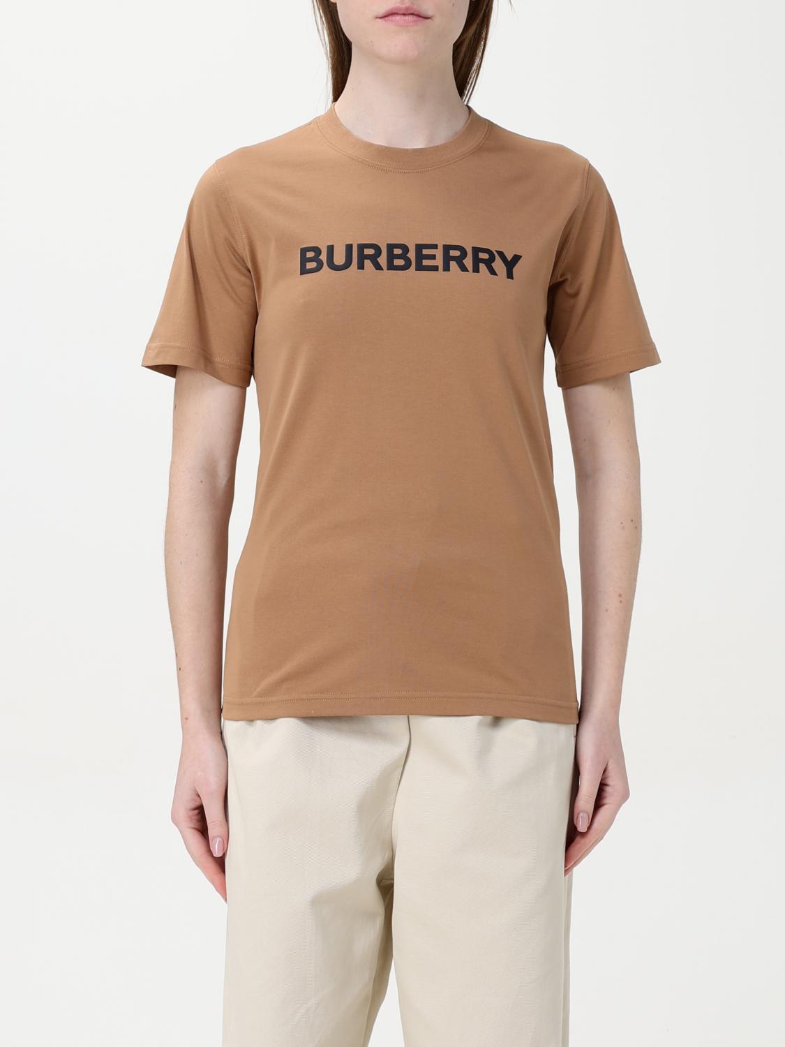 Burberry Beige T-shirt With Logo Print On Front In Cotton Woman In Beige