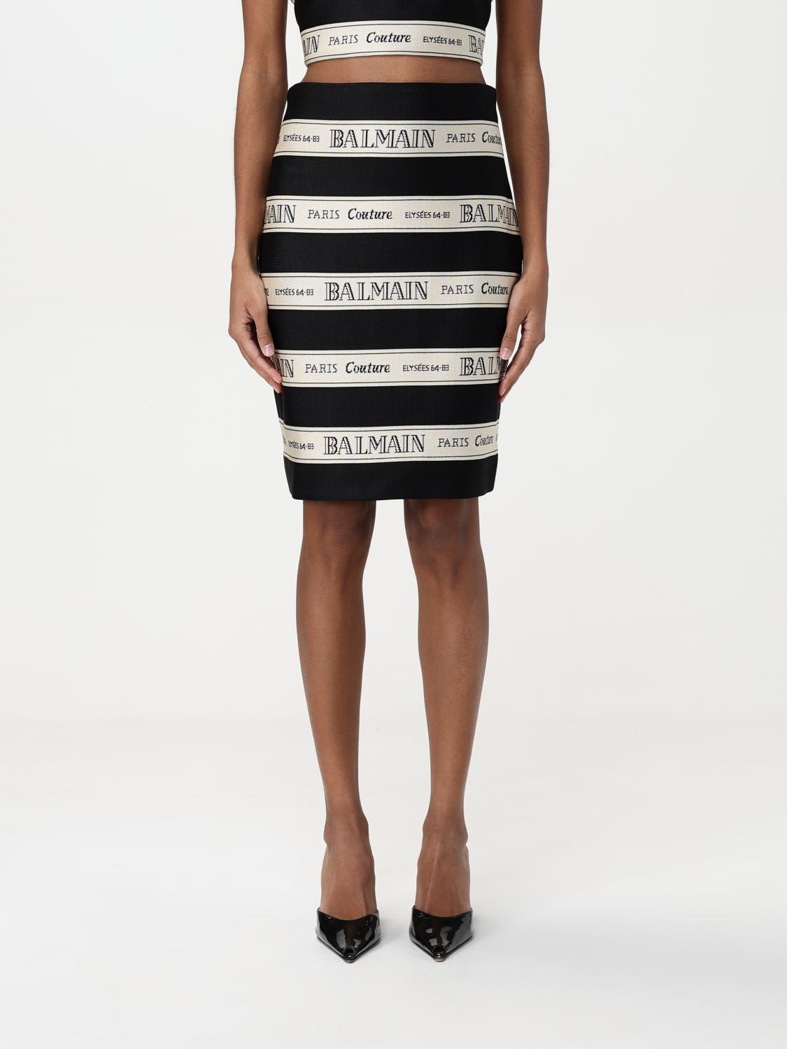 Balmain Ribbon Motif Short Jacquard Skirt In Schwarz