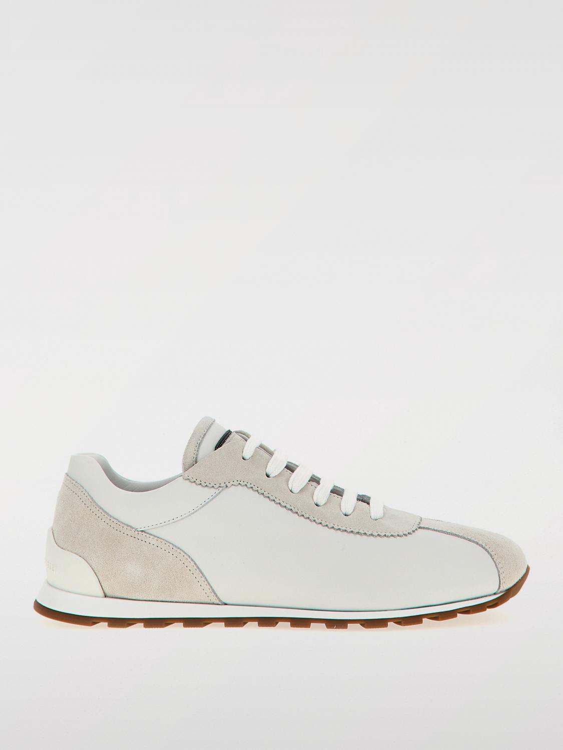 Brunello Cucinelli Embellished Suede-trimmed Stretch-knit Sneakers In Beige