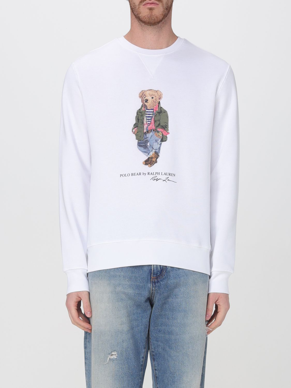 Polo Ralph Lauren White Polo Bear Graphic Sweatshirt In White
