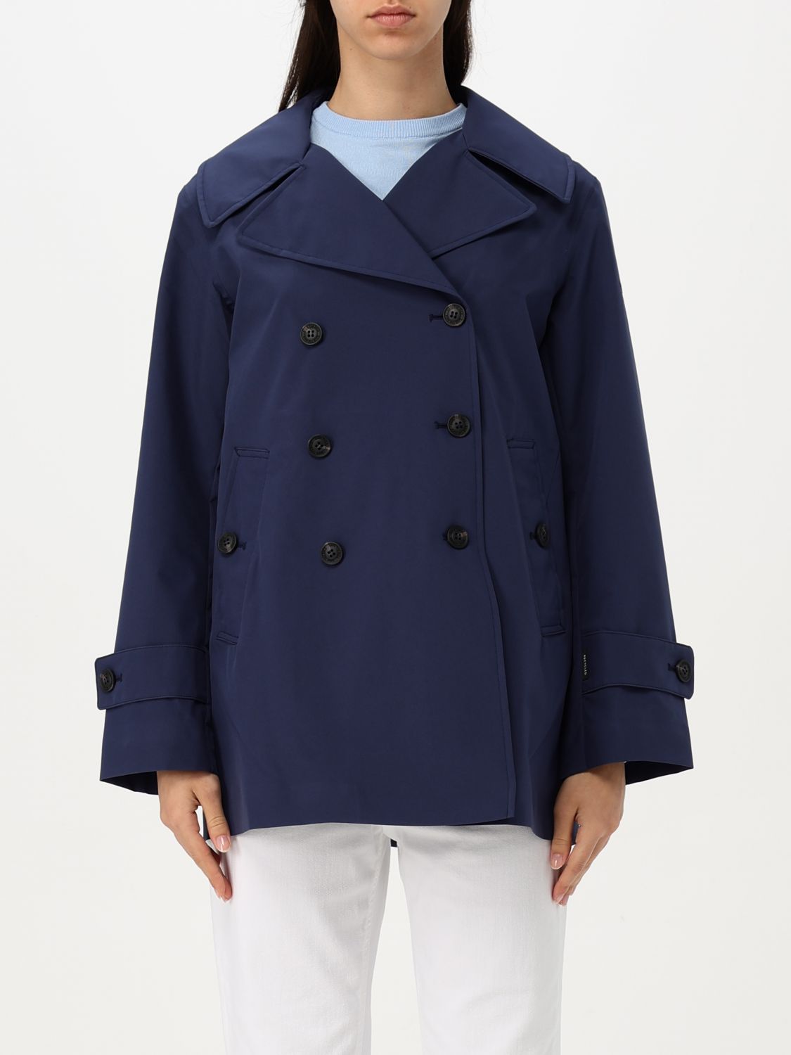 Save The Duck Double-breasted Blue Coat With Tailored Silhouette In Blue
