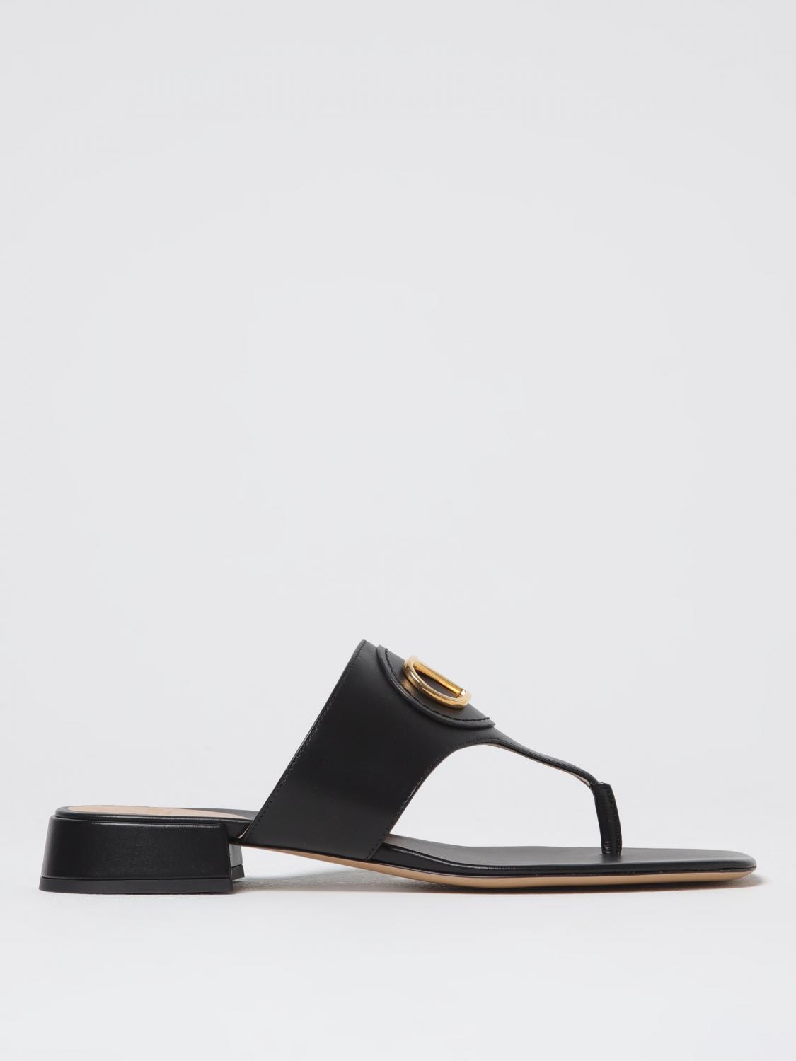 Valentino Vlogo Signature Leather Sandal In Schwarz