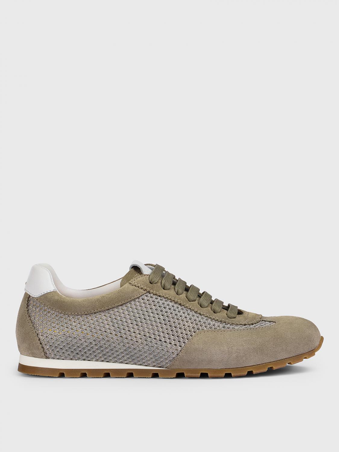 Doucal's Suede-panels Sneakers In Mud