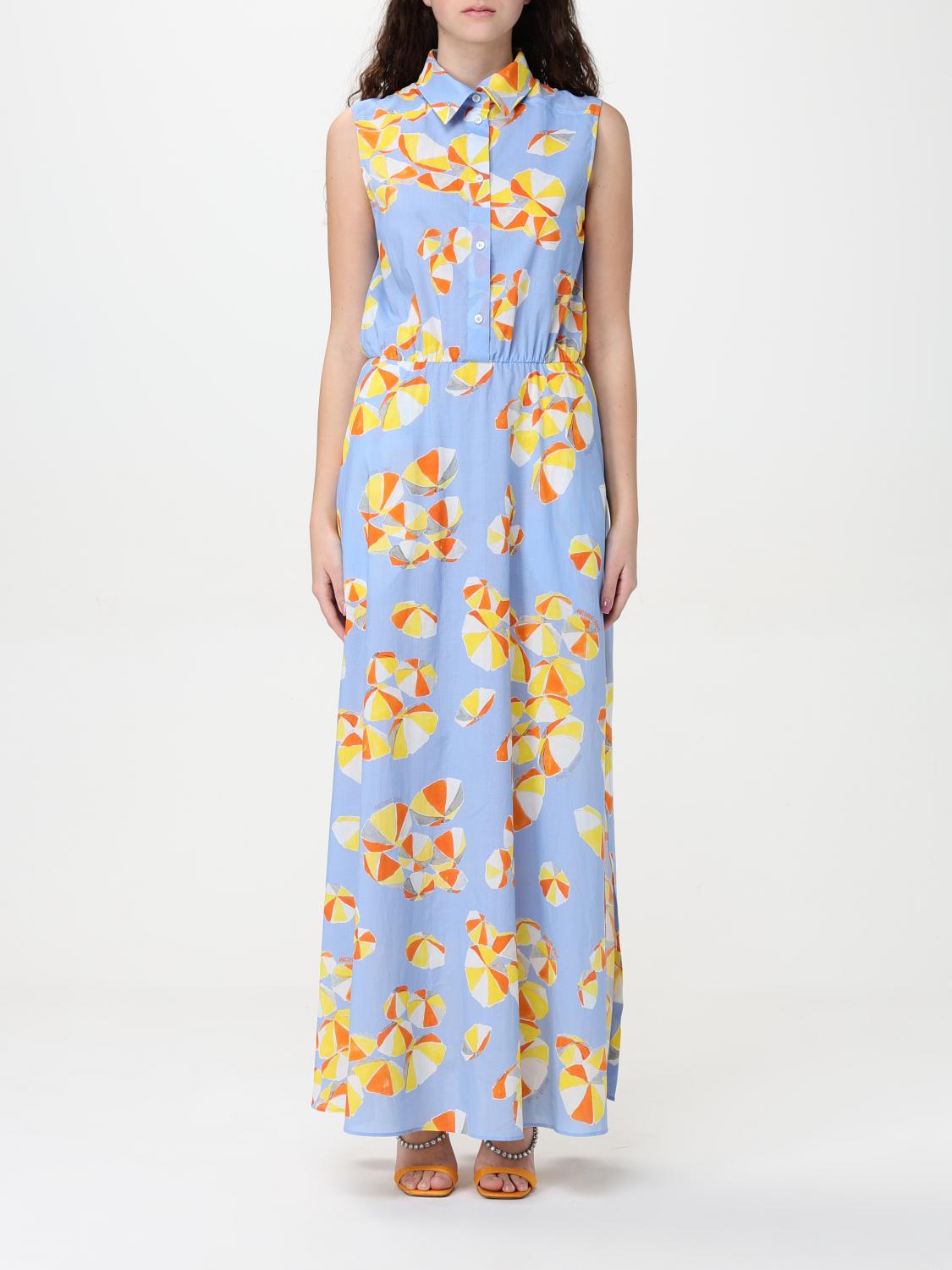 Moschino Maxikleid Mit Regenschirm-print In Hellblau