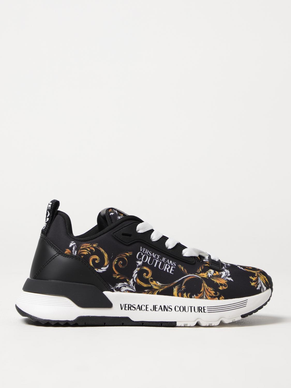 Versace Jeans Couture Logo-print Lace-up Trainers In Black