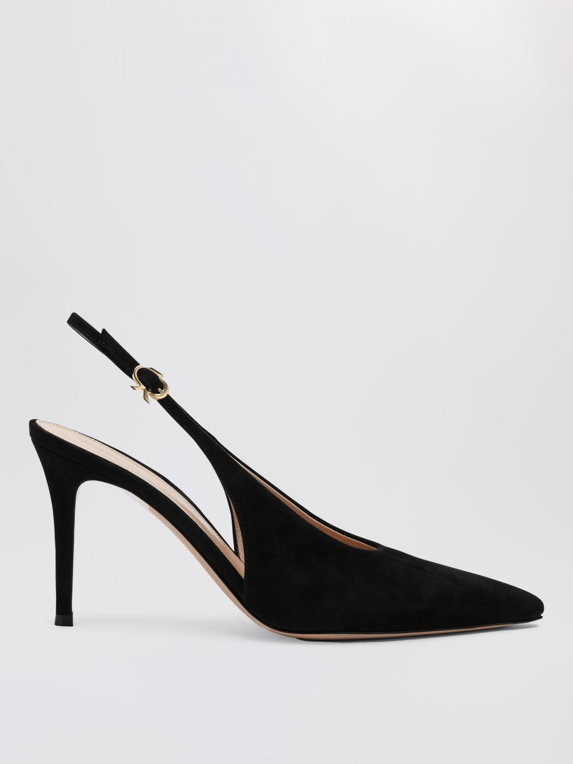 Gianvito Rossi High Suede Slingback With Buckle Detail In Black