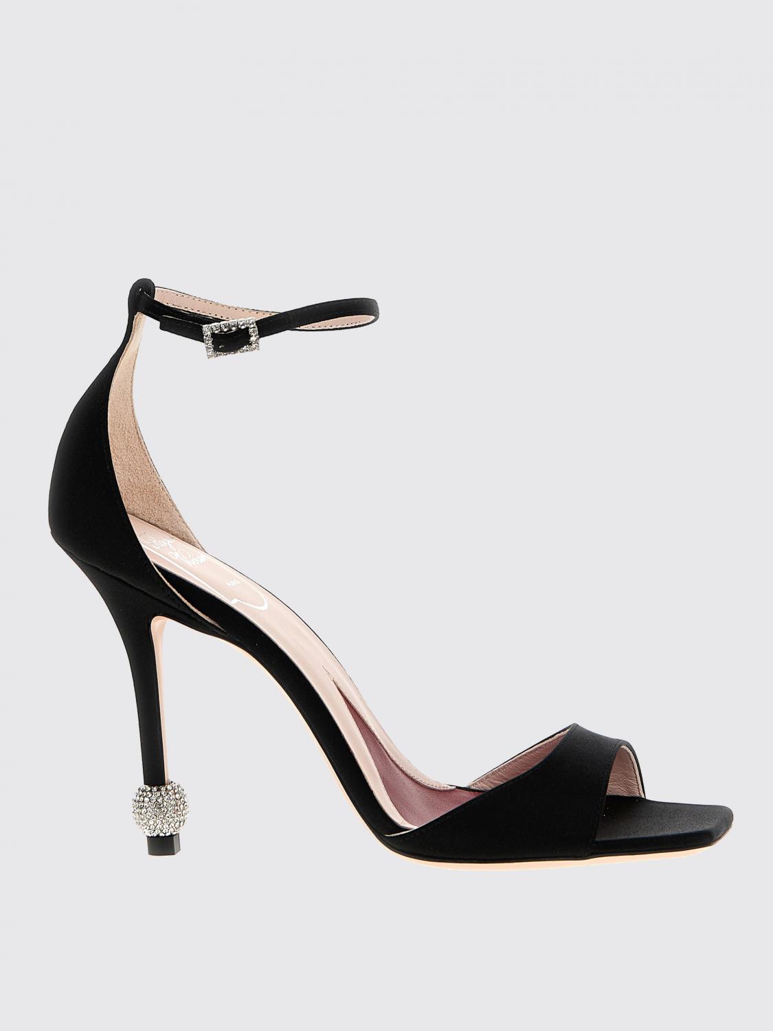 Roger Vivier I Love Vivier Strass-detail Satin Sandals In Black